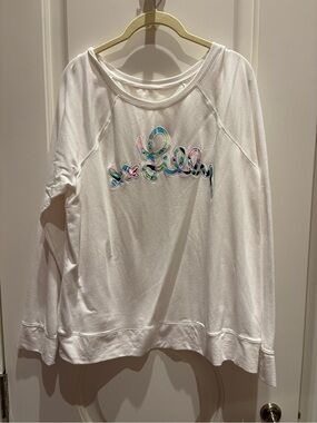 Lilly Pulitzer White Sweatshirt with Multicolor Script Logo